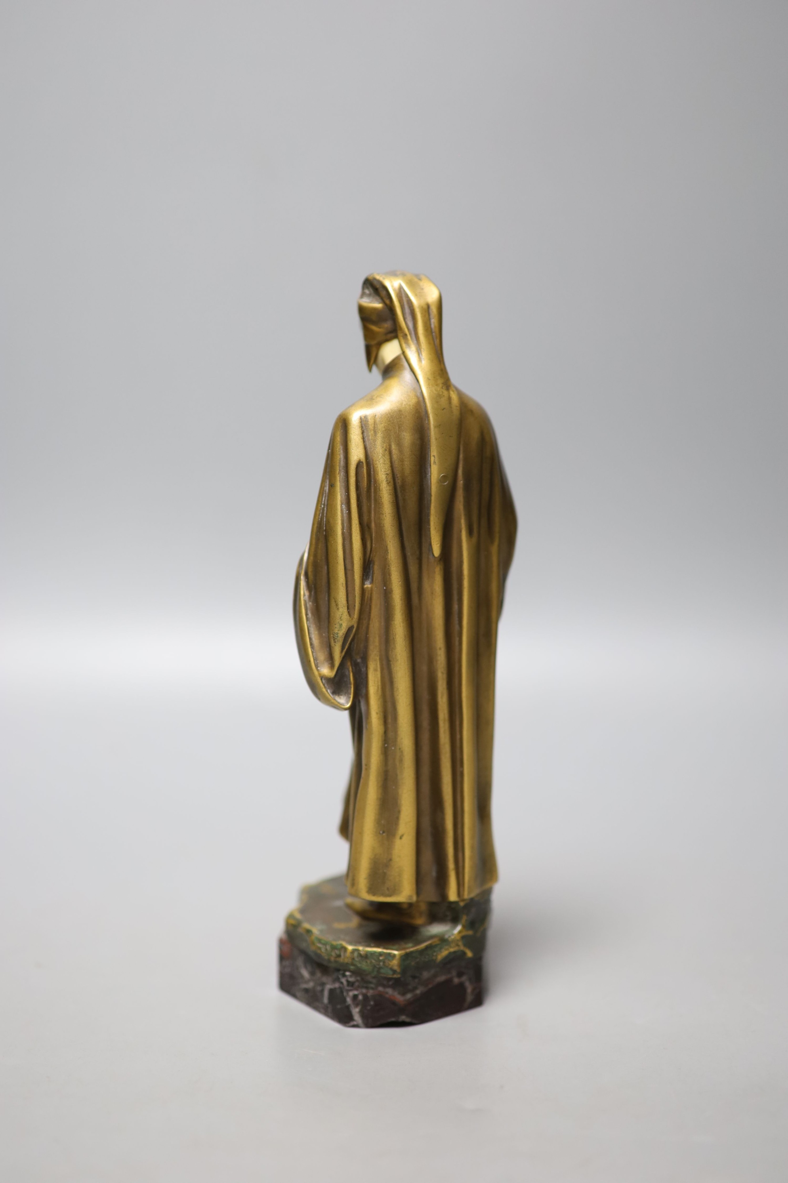 A. Faguelle, a bronze and ivory figure of Dante, c.1900, foundry Susse Frere Ed. Paris, 20cm
